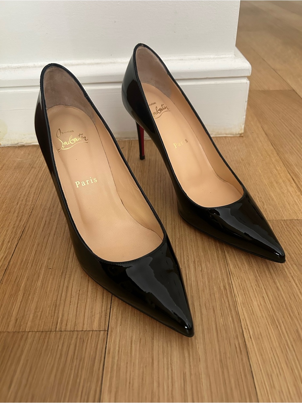 Christian Louboutin Black Patent Pointed-Toe Stiletto Pump